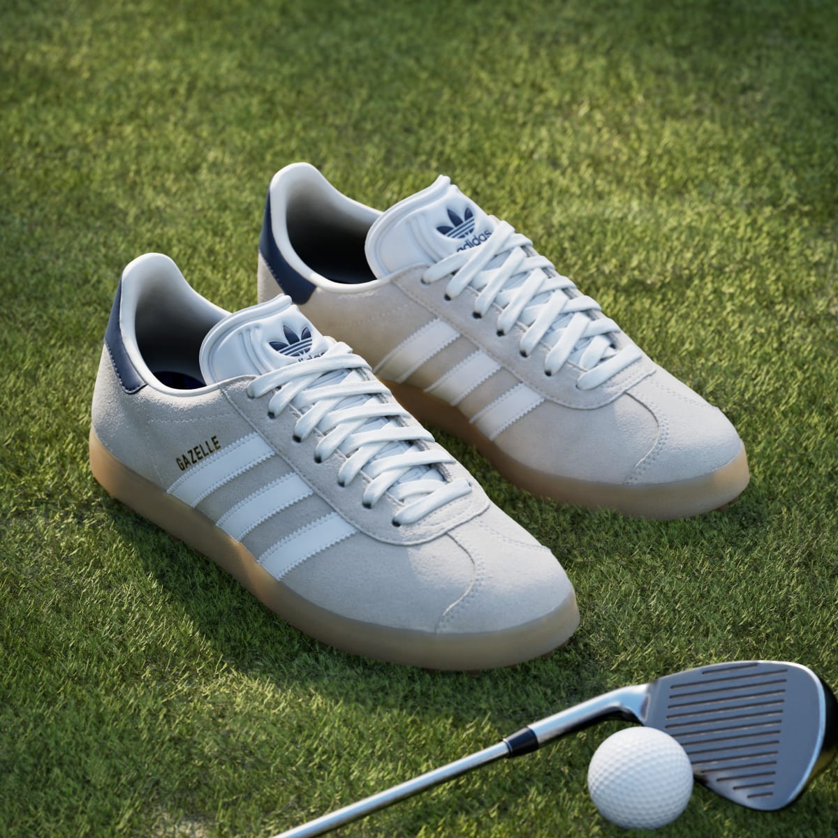 Adidas Men's Gazelle Spikeless Golf Shoes - Chalk White / Cloud White / Night Indigo - Image 5