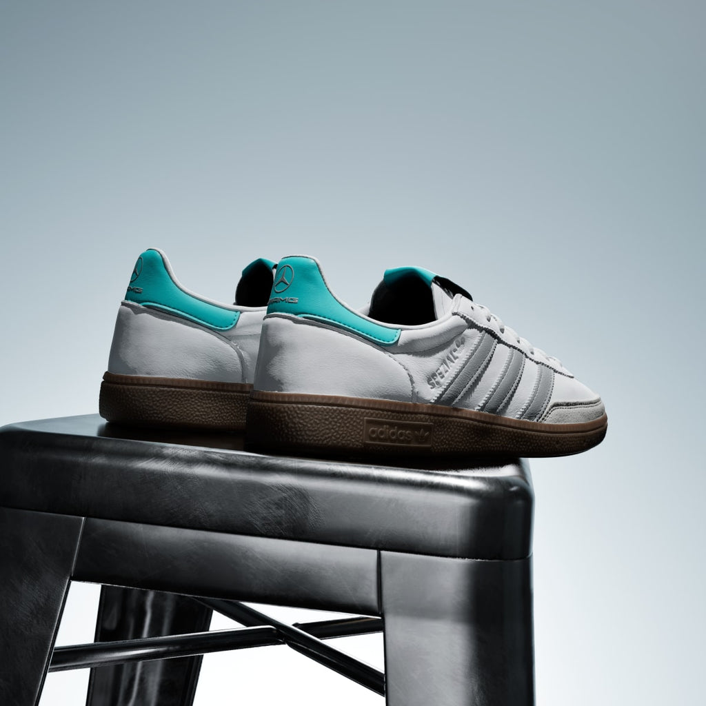 Adidas Men's HANDBALL SPEZIAL MERCEDES SHOES - Cloud White / Silver Metallic / Gum - Image 6