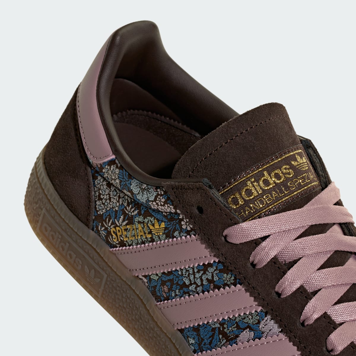 Adidas Women's HANDBALL SPEZIAL x LIBERTY LONDON SHOES - Aurora Coffee / Magic Mauve / Gum - Image 9