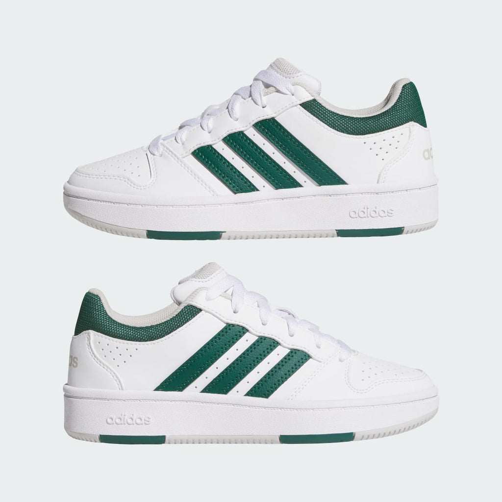Adidas Kids' HOOPS CLASSIC J SHOES - Cloud White / Collegiate Green / Grey One - Image 7