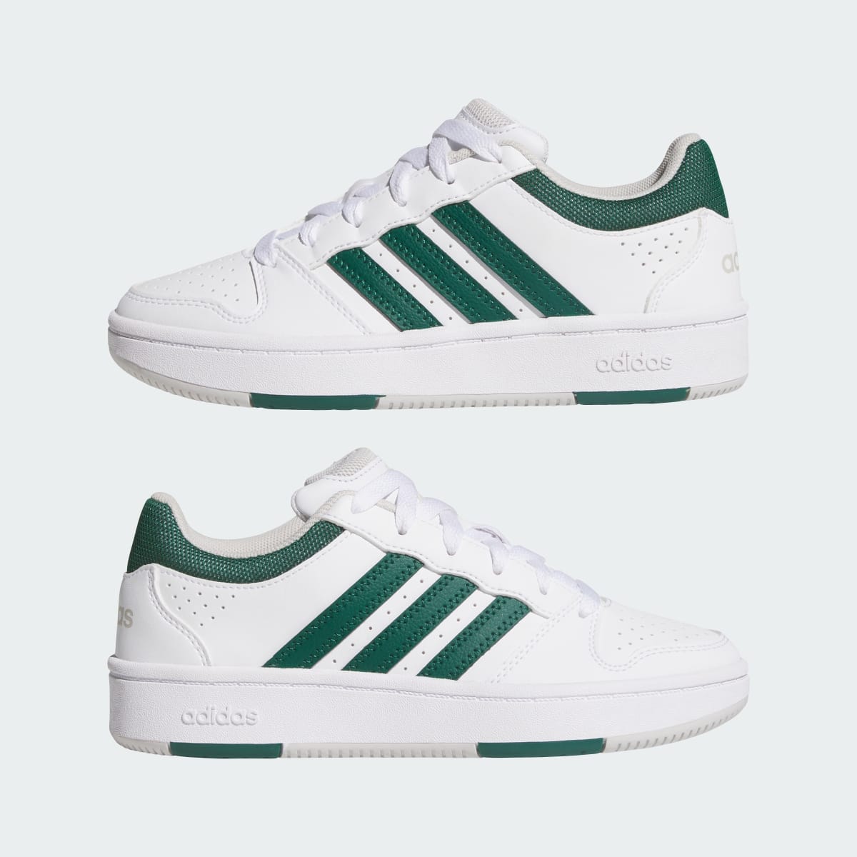 Adidas Kids' HOOPS CLASSIC J SHOES - Cloud White / Collegiate Green / Grey One - Image 7