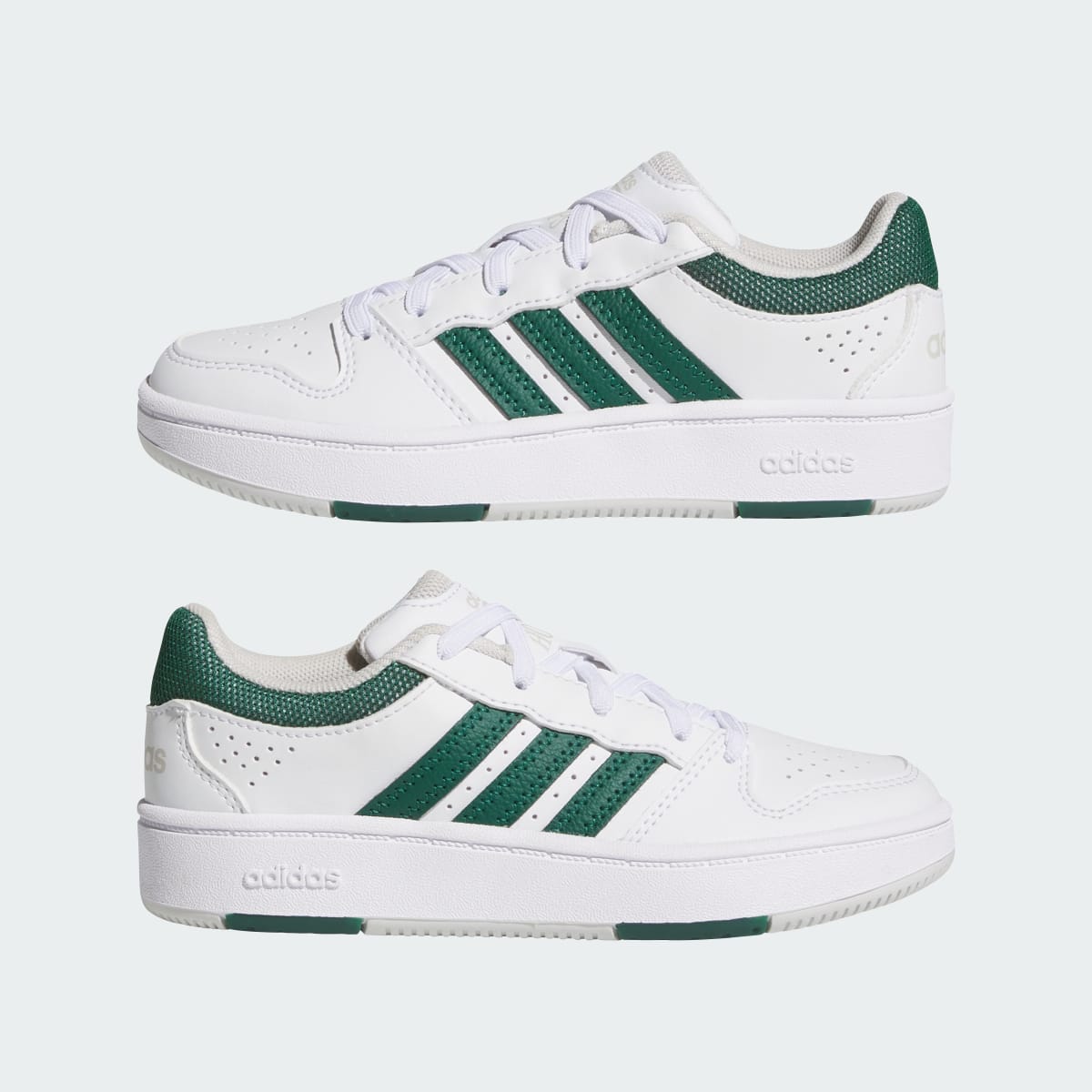 Adidas Kids' HOOPS CLASSIC SHOES - Cloud White / Collegiate Green / Grey One - Image 7