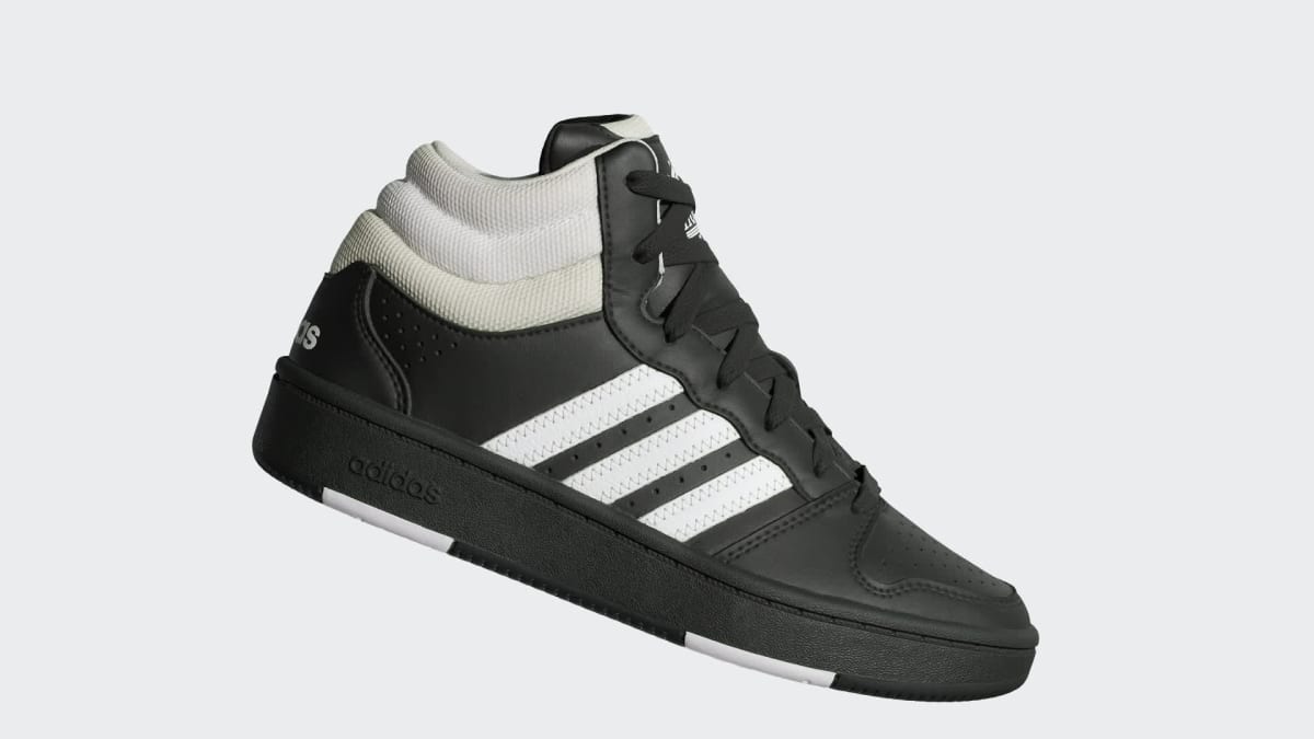 Adidas Kids' HOOPS MID CLASSIC SHOES - Core Black / Cloud White / Orbit Grey - Image 2