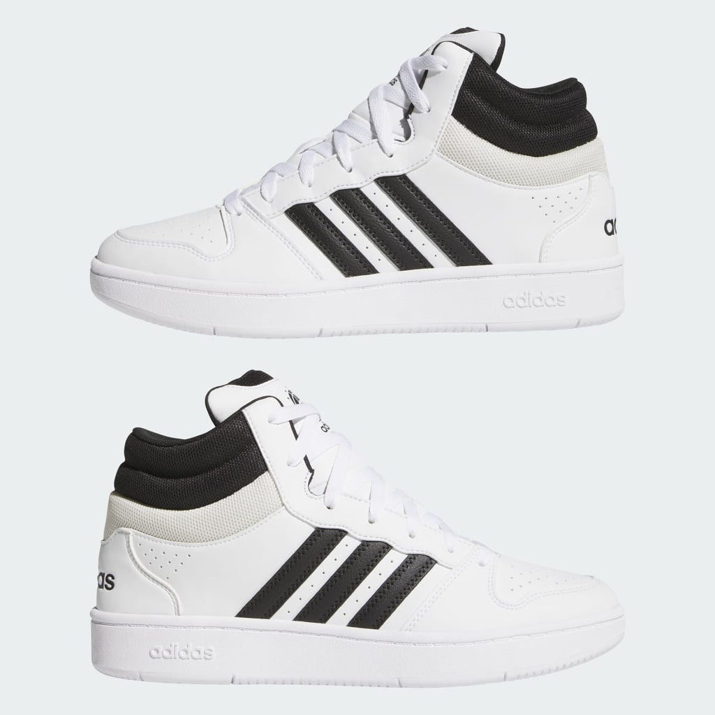Adidas Men's HOOPS MID CLASSIC SHOES - Cloud White / Core Black / Orbit Grey - Image 8
