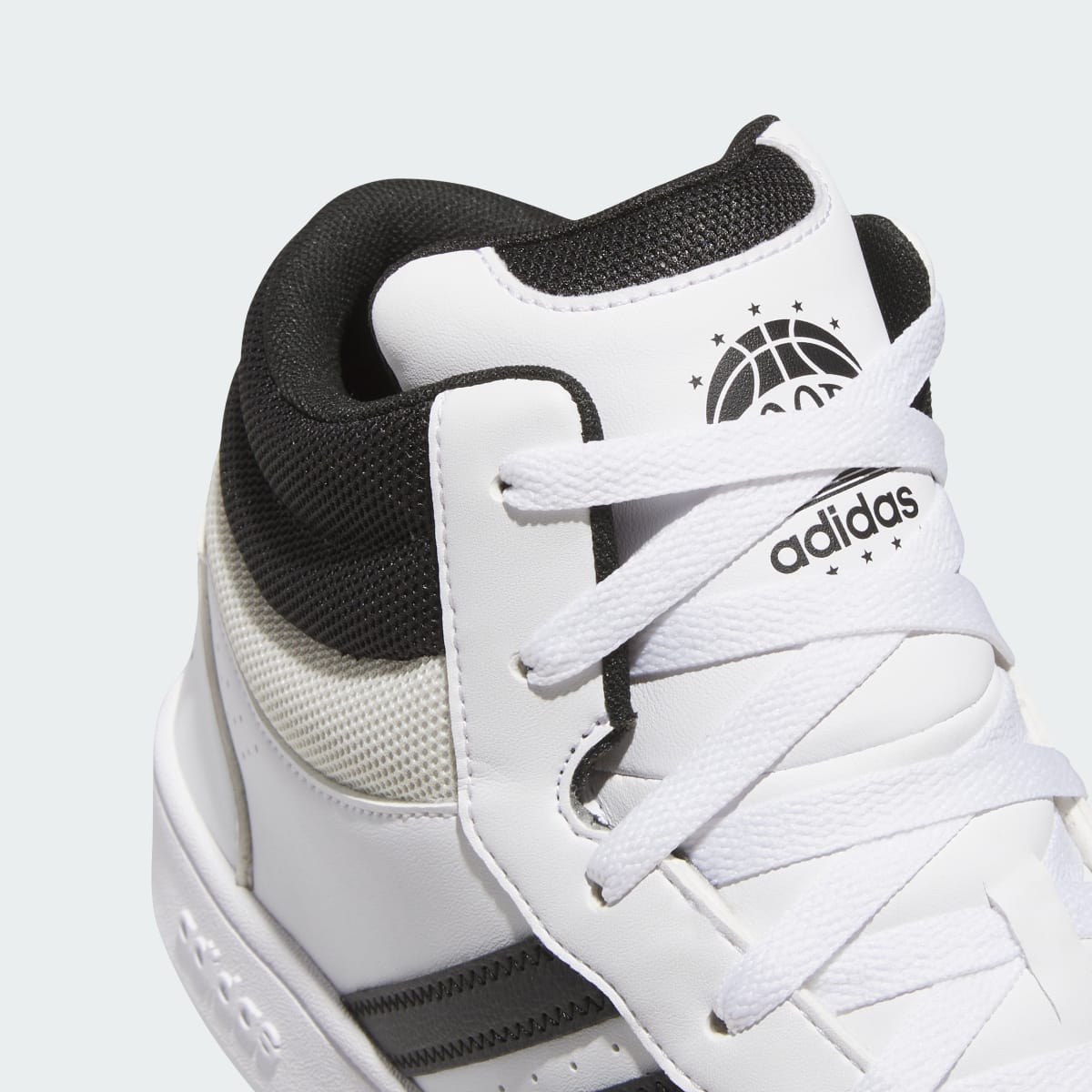 Adidas Men's HOOPS MID CLASSIC SHOES - Cloud White / Core Black / Orbit Grey - Image 9