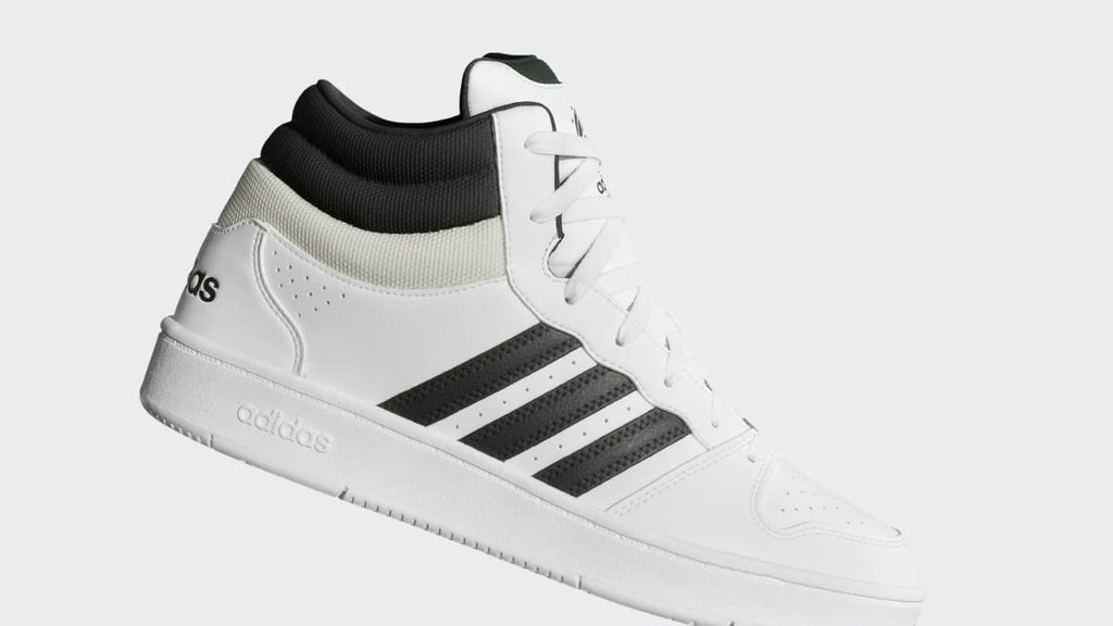 Adidas Men's HOOPS MID CLASSIC SHOES - Cloud White / Core Black / Orbit Grey - Image 2