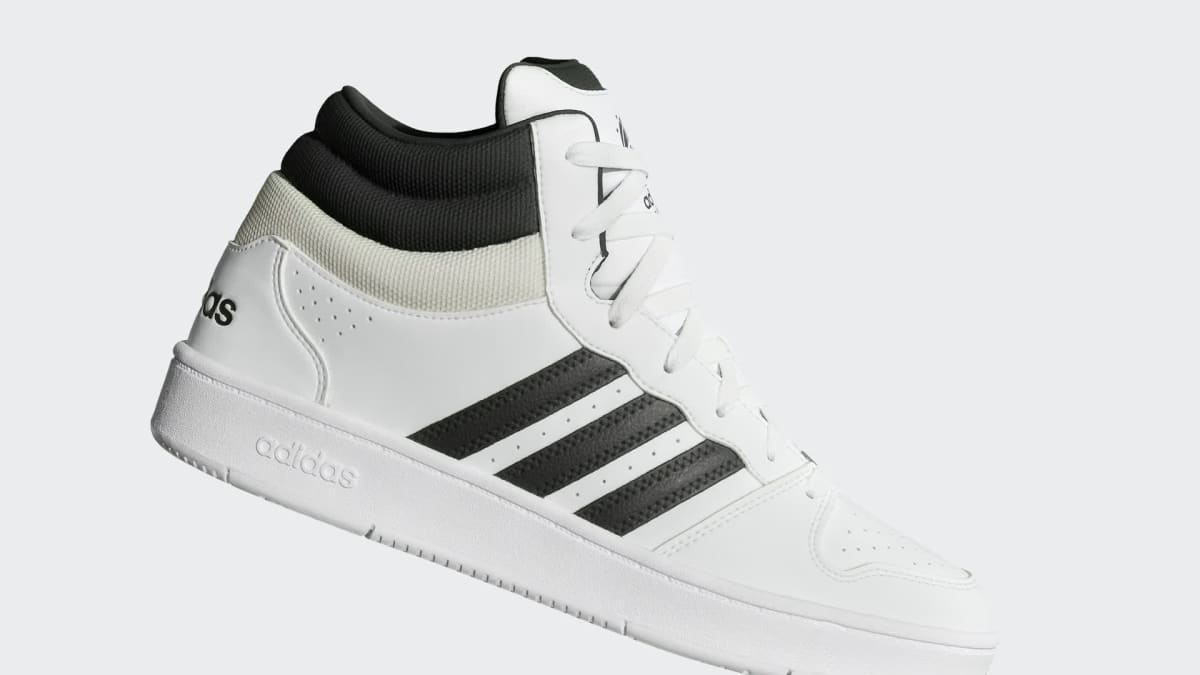 Adidas Men's HOOPS MID CLASSIC SHOES - Cloud White / Core Black / Orbit Grey - Image 2