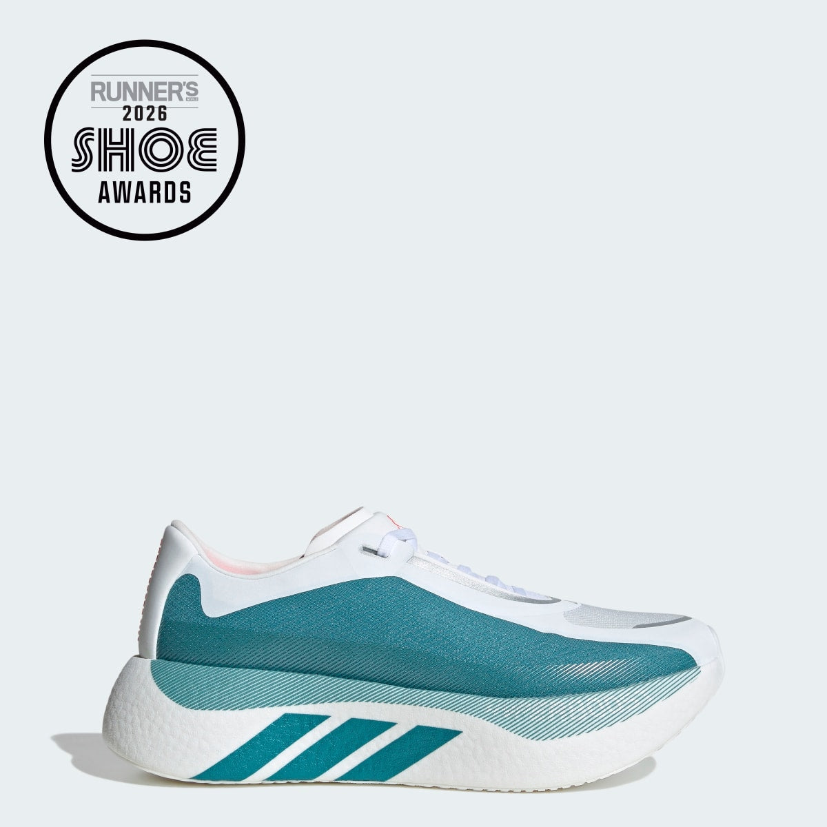 Adidas Men's HYPERBOOST EDGE Running Shoes - Cloud White / Petrol Met. F17 / Lucid Red - Image 1