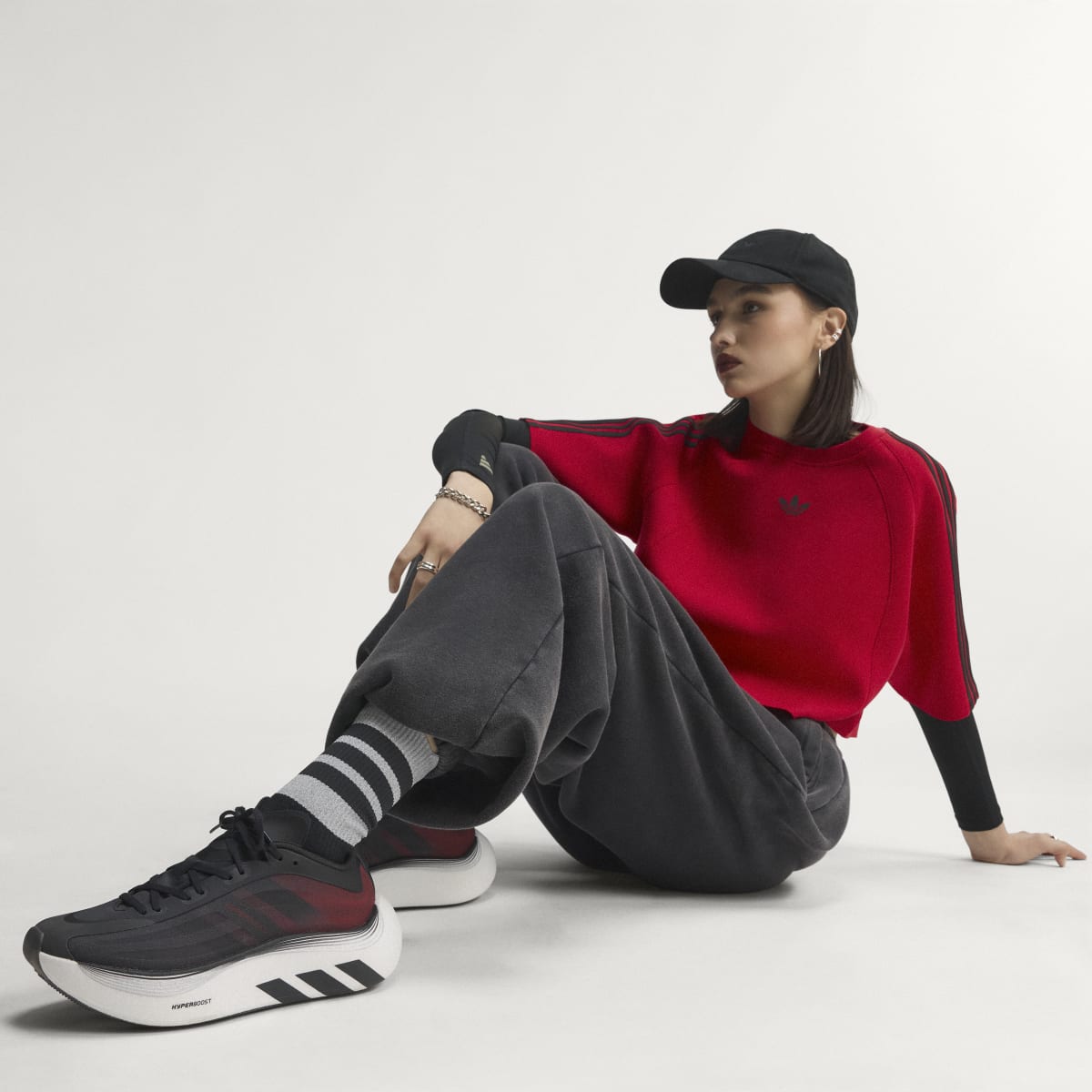 Adidas Women's HYPERBOOST EPHR LT SHOES - Core Black / Solar Red / Cloud White - Image 2