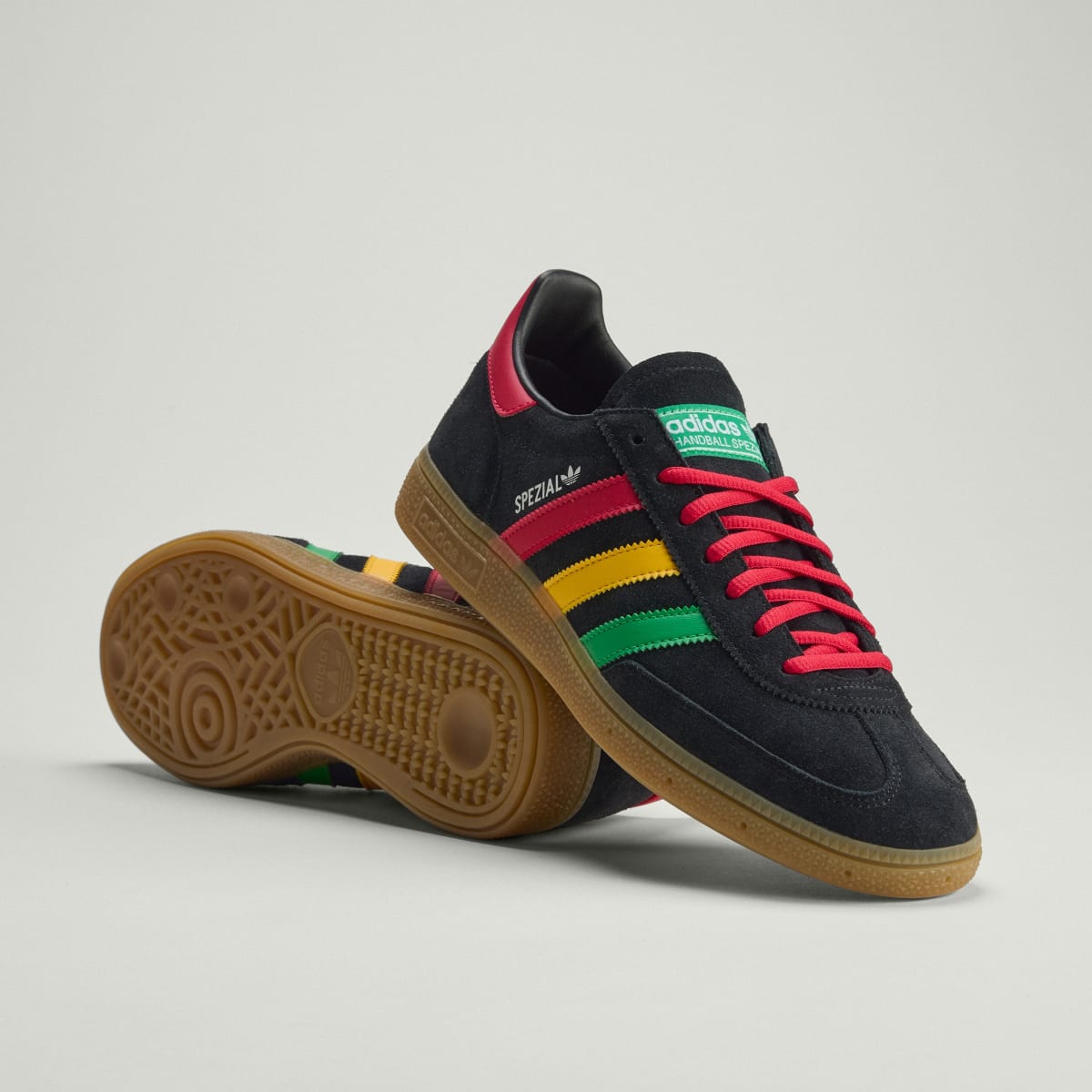 Adidas Men's Jamaica Handball Spezial Shoes - Core Black / Pure Ruby / Bold Gold - Image 1