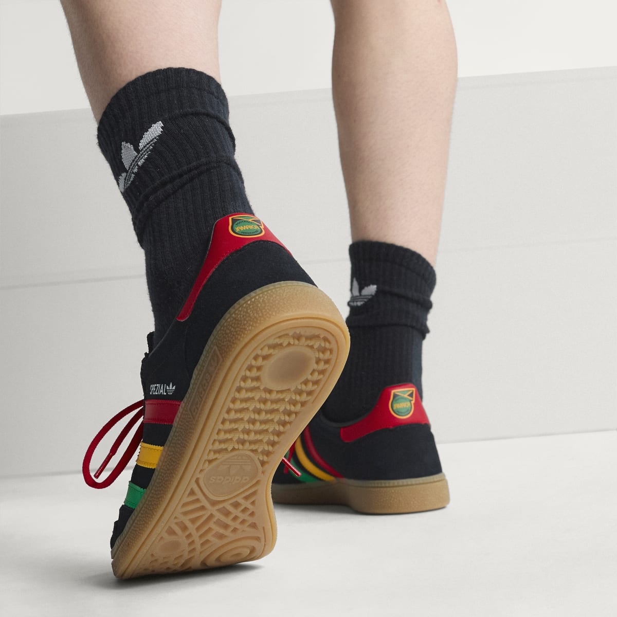 Adidas Men's Jamaica Handball Spezial Shoes - Core Black / Pure Ruby / Bold Gold - Image 9