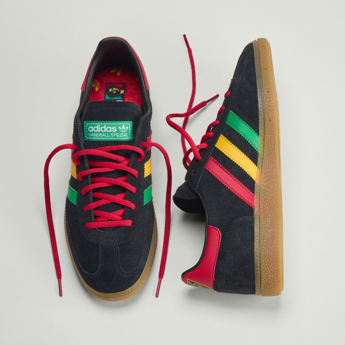 Adidas Men's Jamaica Handball Spezial Shoes - Core Black / Pure Ruby / Bold Gold - Image 4