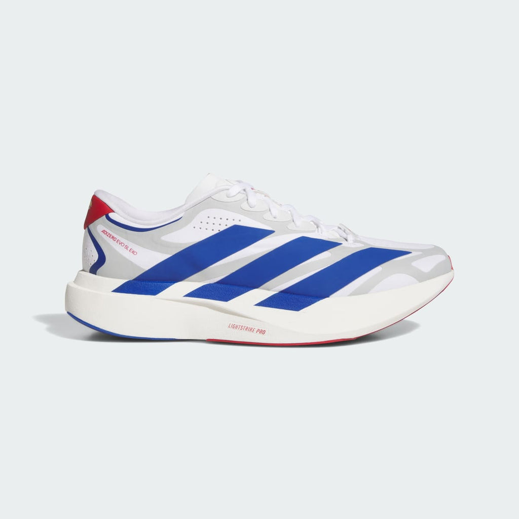 Adidas Women's KANSAS JAYHAWKS ADIZERO EVO SL EXO Shoes - Cloud White / Collegiate Royal / Team Power Red - Image 1