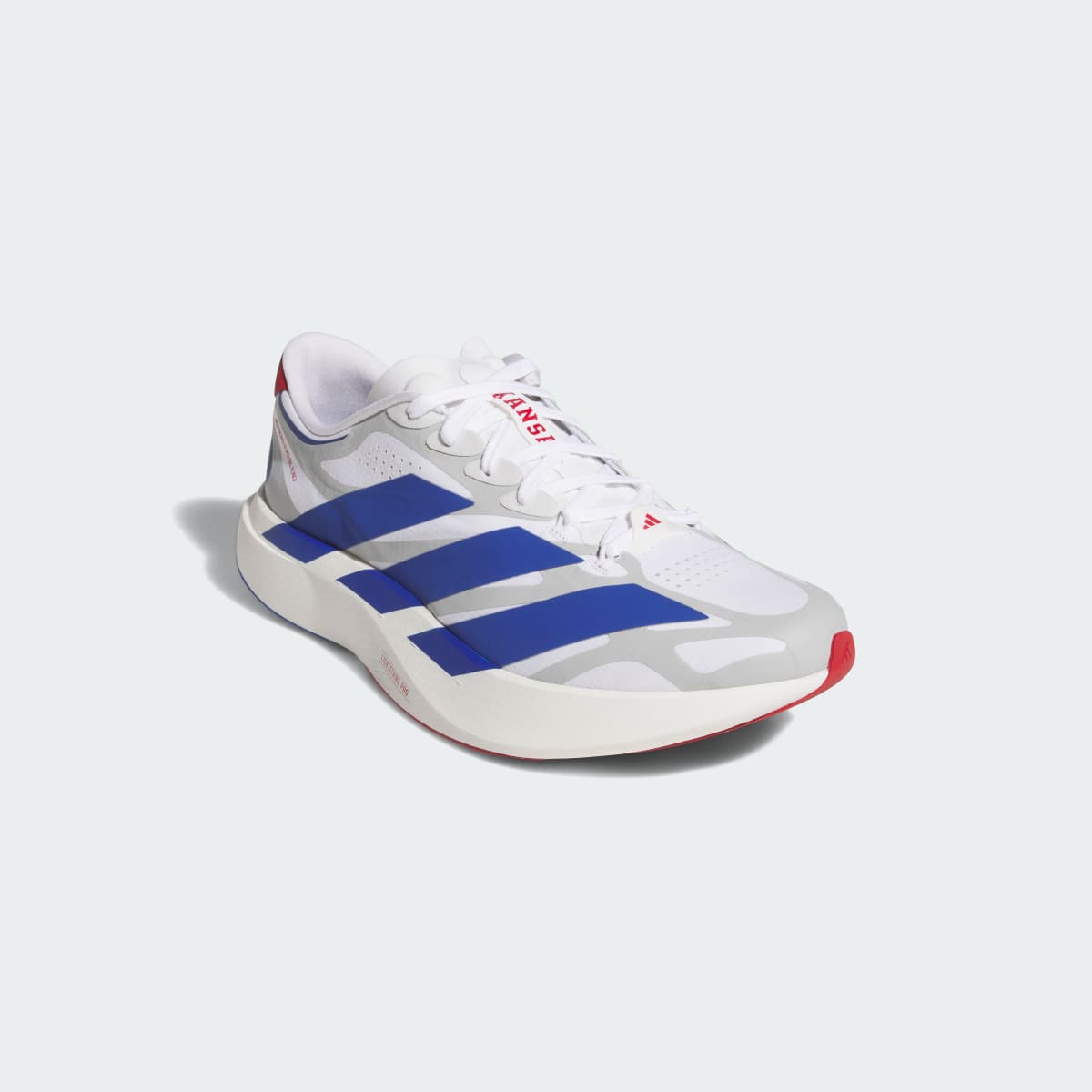 Adidas Women's KANSAS JAYHAWKS ADIZERO EVO SL EXO Shoes - Cloud White / Collegiate Royal / Team Power Red - Image 4