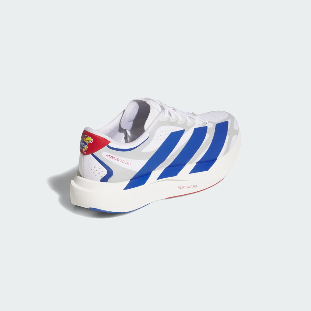 Adidas Women's KANSAS JAYHAWKS ADIZERO EVO SL EXO Shoes - Cloud White / Collegiate Royal / Team Power Red - Image 5