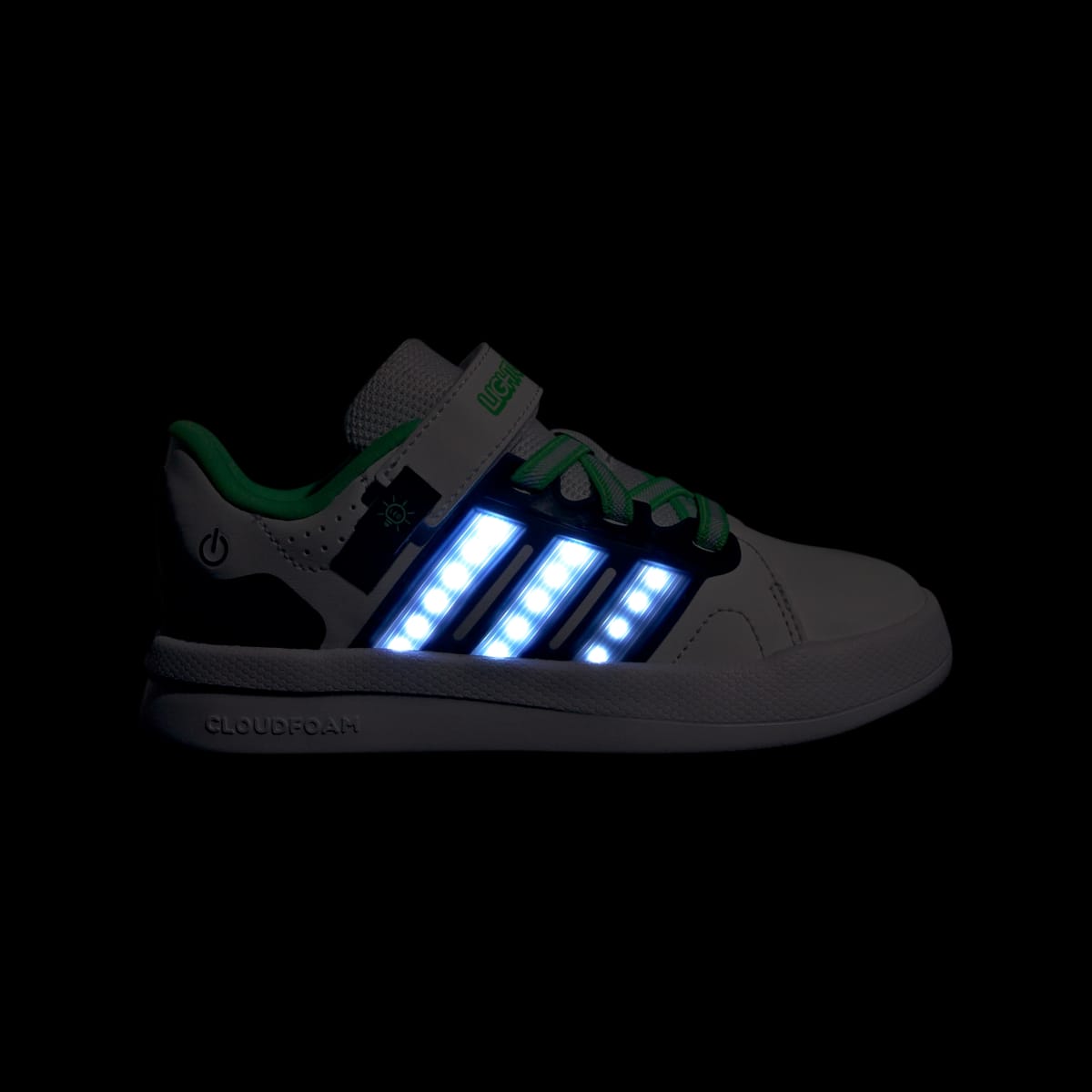 Adidas Kids' LIGHTORAMA COURT SHOES CHILDREN - Cloud White / Night Indigo / Screaming Green - Image 2