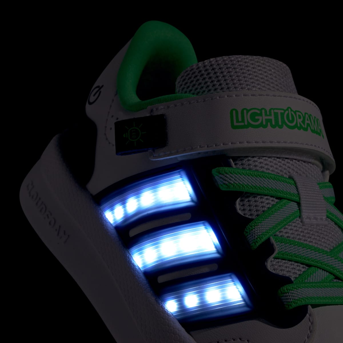 Adidas Kids' LIGHTORAMA COURT SHOES CHILDREN - Cloud White / Night Indigo / Screaming Green - Image 9