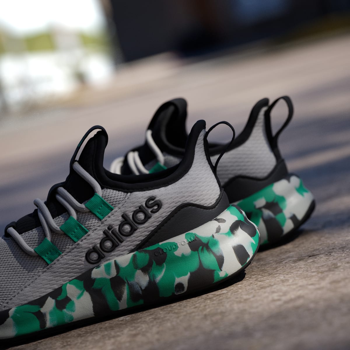 Adidas Kids' LITE RACER ADAPT 8.0 SHOES KIDS - Grey Two / Court Green / Core Black - Image 9