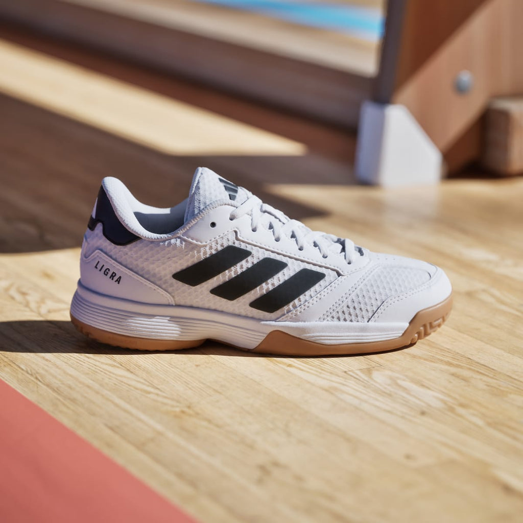 Adidas Kids' Ligra 8 Indoor Shoes Kids - Cloud White / Core Black / Cloud White - Image 3