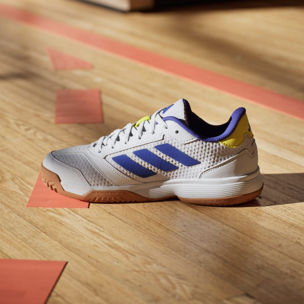 Adidas Kids' Ligra 8 Indoor Shoes Kids - Cloud White / Solar Purple / Solar Lemon - Image 7