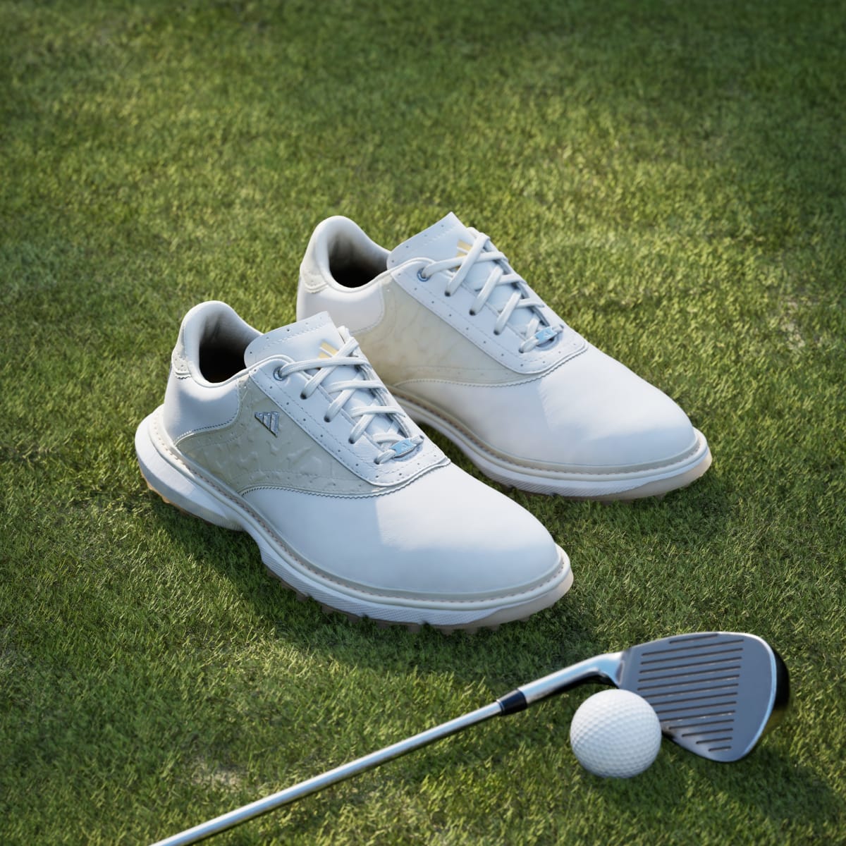 Adidas Women's MC70 SPIKELESS GOLF SHOES - Cloud White / Alumina / Ice Tangerine - Image 5
