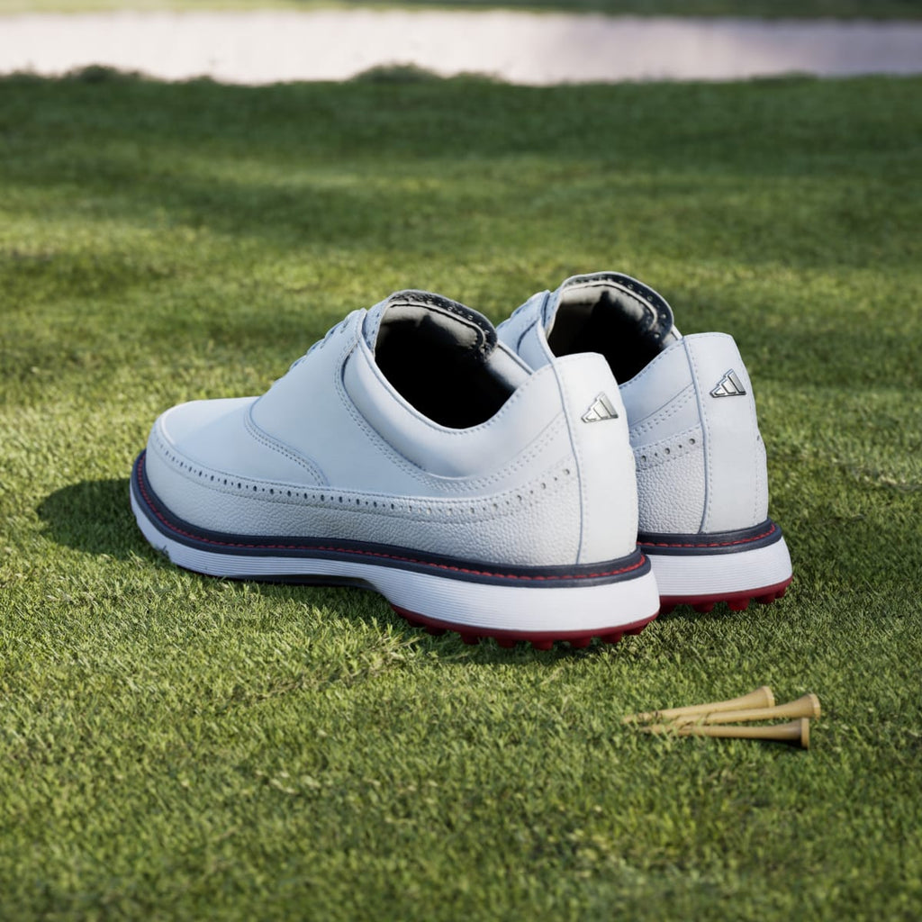 Adidas Men's MC80 SPIKELESS GOLF SHOES - Cloud White / Collegiate Navy / Red - Image 6