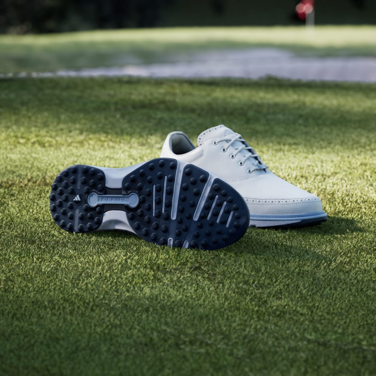 Adidas Men's MC80 SPIKELESS GOLF SHOES - Cloud White / Crystal Sky / Collegiate Navy - Image 4