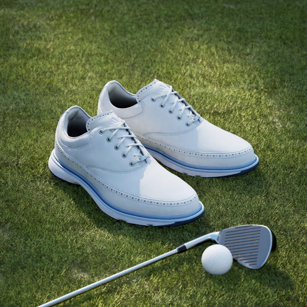 Adidas Men's MC80 SPIKELESS GOLF SHOES - Cloud White / Crystal Sky / Collegiate Navy - Image 5