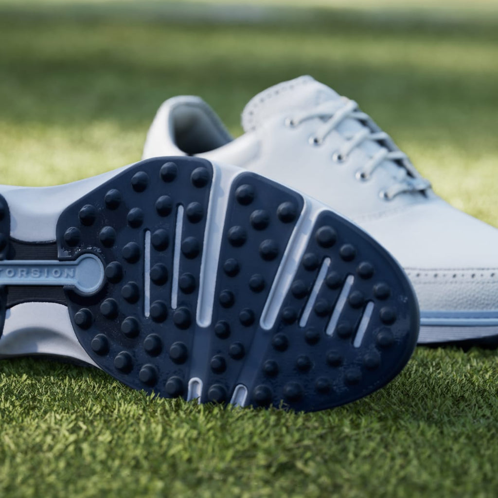 Adidas Men's MC80 SPIKELESS GOLF SHOES - Cloud White / Crystal Sky / Collegiate Navy - Image 9