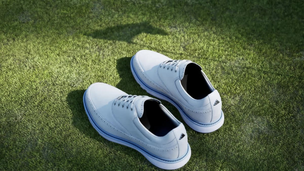 Adidas Men's MC80 SPIKELESS GOLF SHOES - Cloud White / Crystal Sky / Collegiate Navy - Image 2