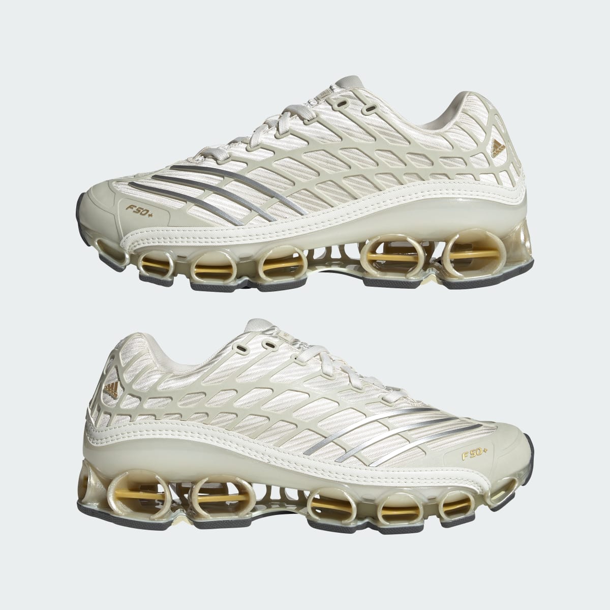 Adidas Men's MEGARIDE F50 SHOES - Cloud White / Ice Gold Met. / Gold Metallic - Image 7