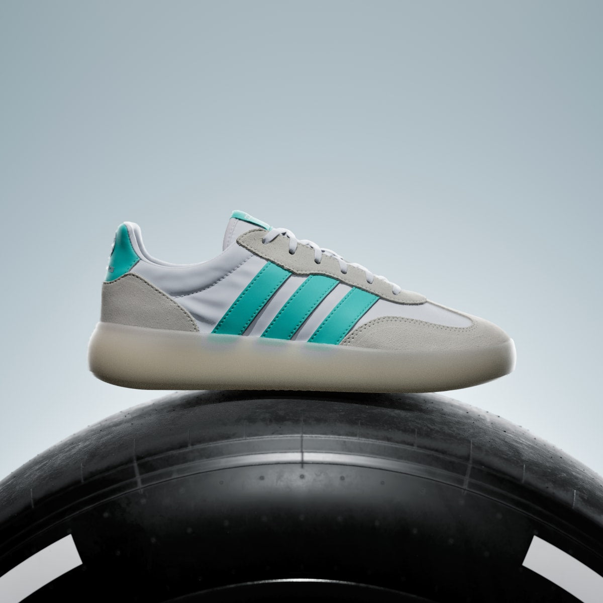 Adidas Women's MERCEDES - AMG PETRONAS FORMULA ONE TEAM BARREDA DECODE SHOES - Cloud White / Semi Mint Rush / Core White - Image 3