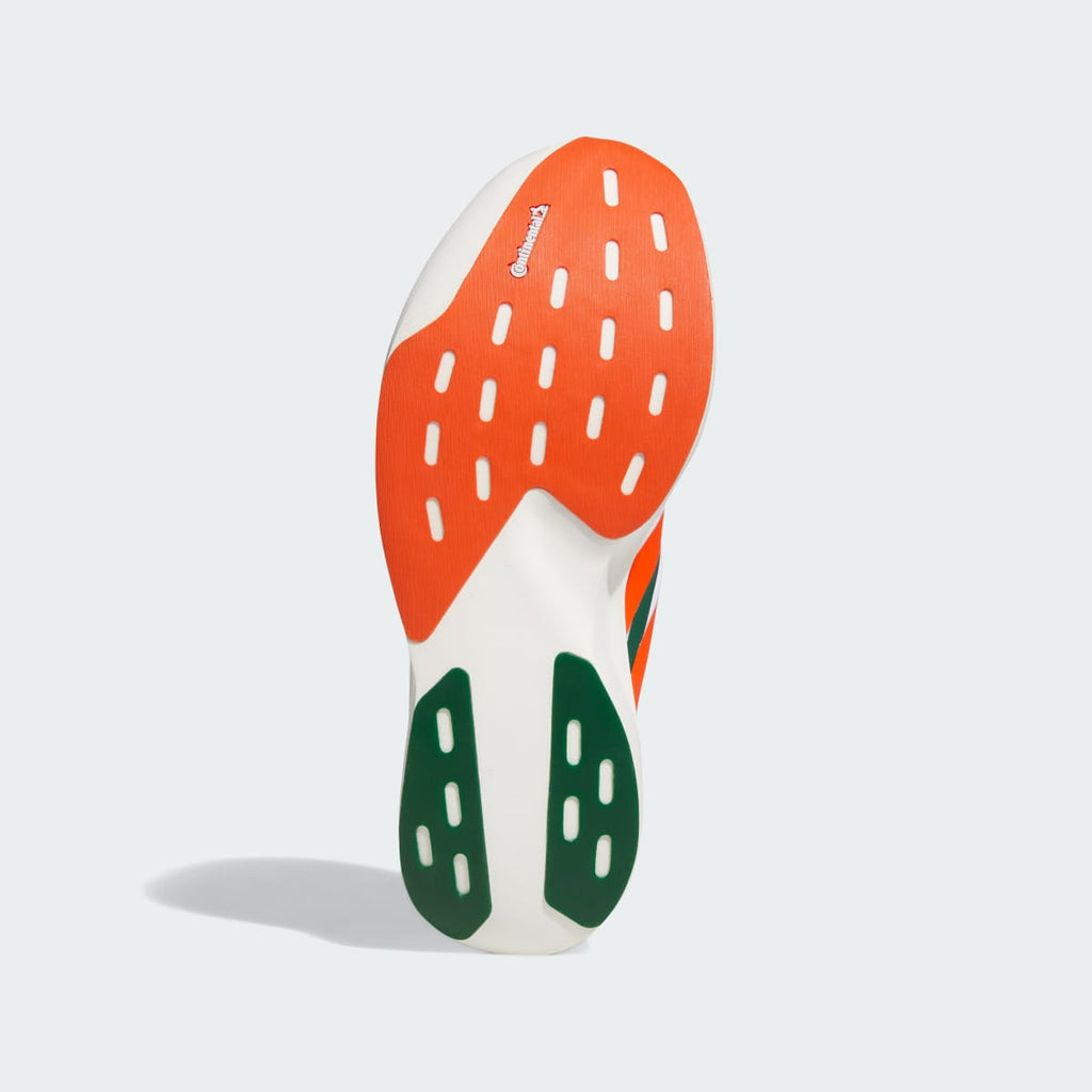 Adidas Women's MIAMI HURRICANES ADIZERO EVO SL EXO Shoes - Cloud White / Dark Green / Collegiate Orange - Image 3