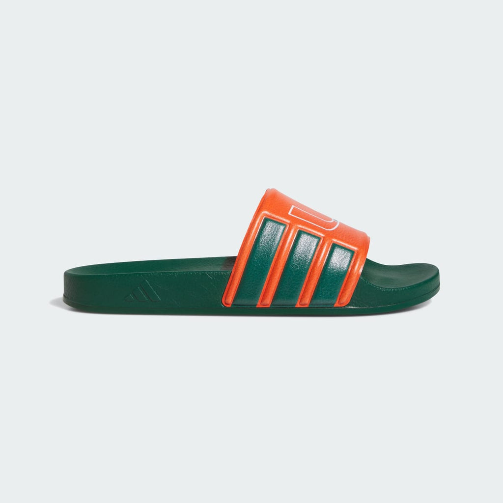 Adidas Women's MIAMI HURRICANES PERFORMANCE SLIDE - Dark Green / Collegiate Orange / Cloud White - Image 1