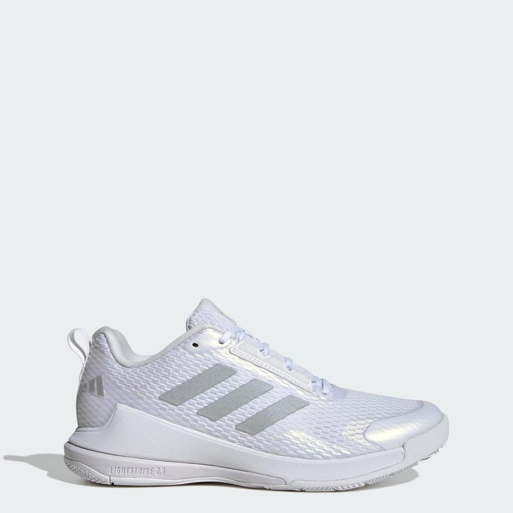 Adidas Women's Novaflight 2 Indoor Shoes - Cloud White / Silver Metallic / Cloud White - Image 1