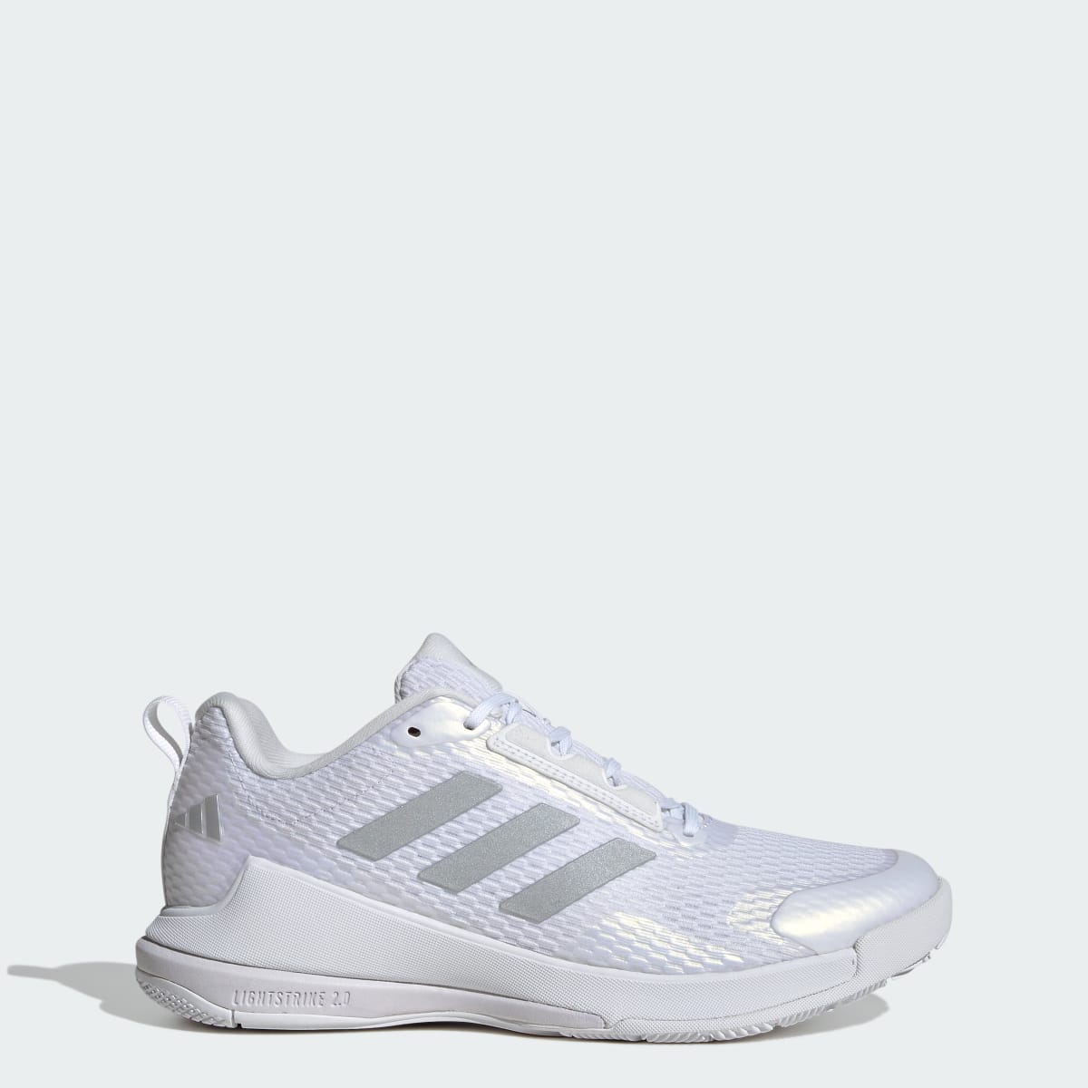Adidas Women's Novaflight 2 Indoor Shoes - Cloud White / Silver Metallic / Cloud White - Image 1