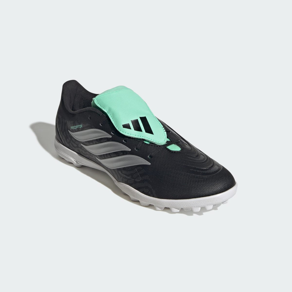 Adidas Women's PREDATOR CLUB Fold-Over Tongue Turf Soccer Cleats - Core Black / Silver Metallic / Pulse Mint - Image 5