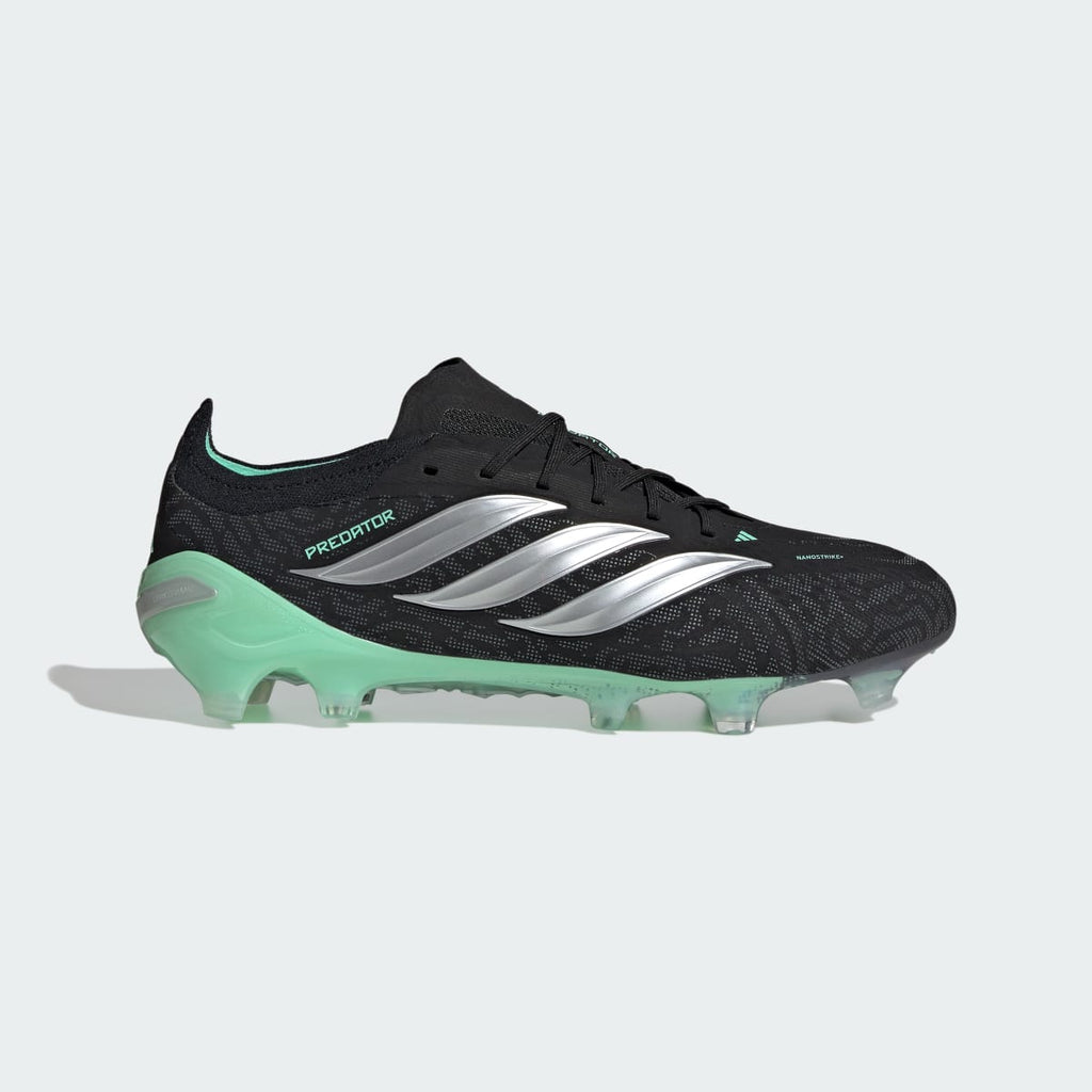 Adidas Men's PREDATOR ELITE Firm Ground Soccer Cleats - Core Black / Silver Metallic / Pulse Mint - Image 2