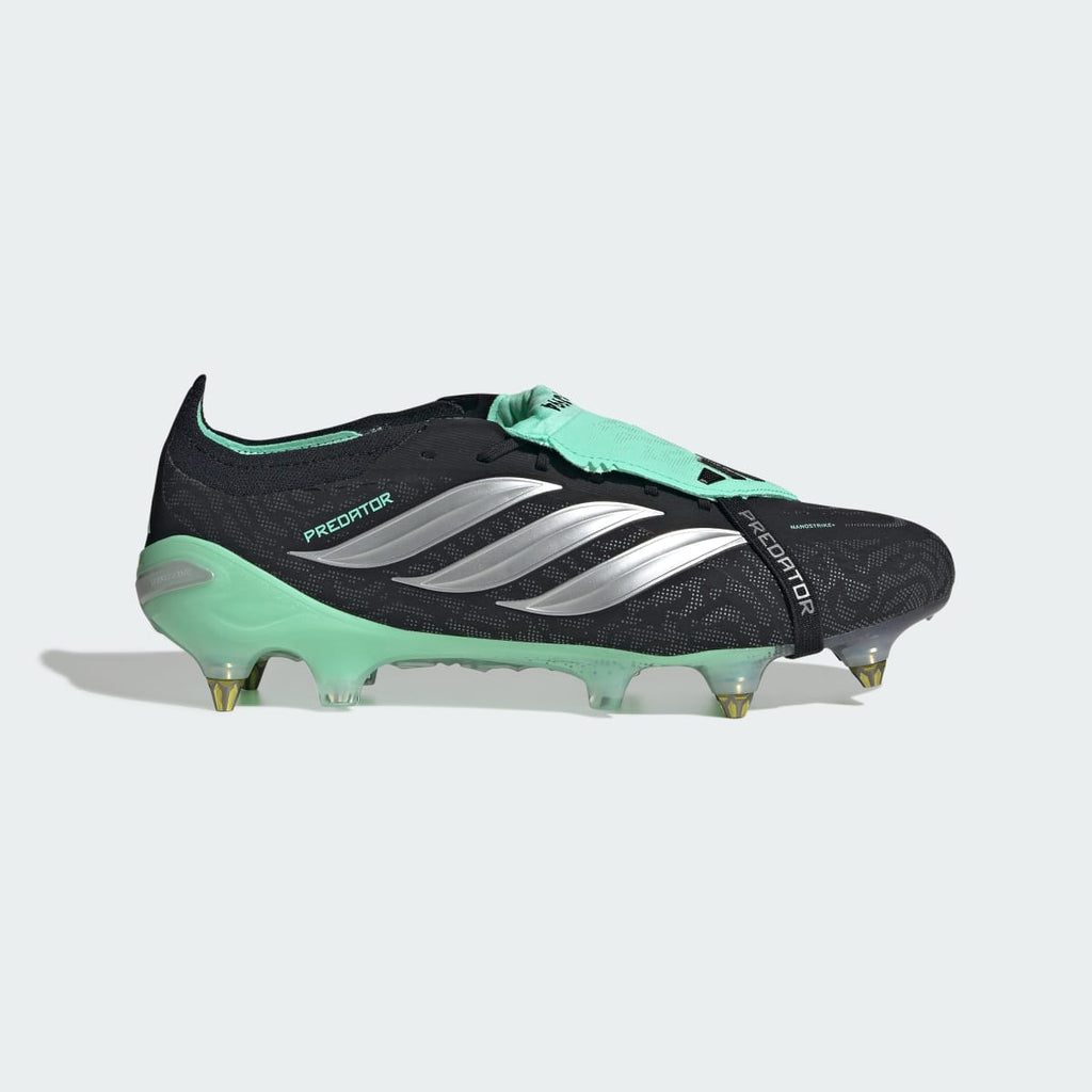 Adidas Women's PREDATOR ELITE Fold-Over Tongue Soft Ground Soccer Cleats - Core Black / Silver Metallic / Pulse Mint - Image 2