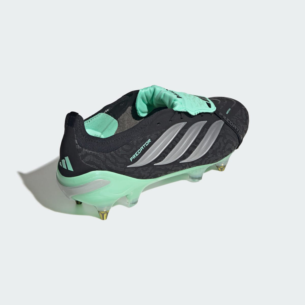 Adidas Women's PREDATOR ELITE Fold-Over Tongue Soft Ground Soccer Cleats - Core Black / Silver Metallic / Pulse Mint - Image 6