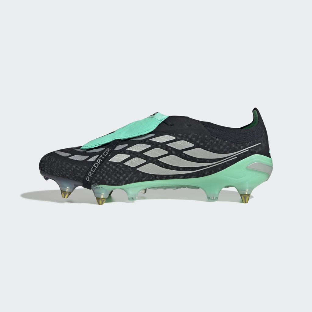 Adidas Women's PREDATOR ELITE Fold-Over Tongue Soft Ground Soccer Cleats - Core Black / Silver Metallic / Pulse Mint - Image 7