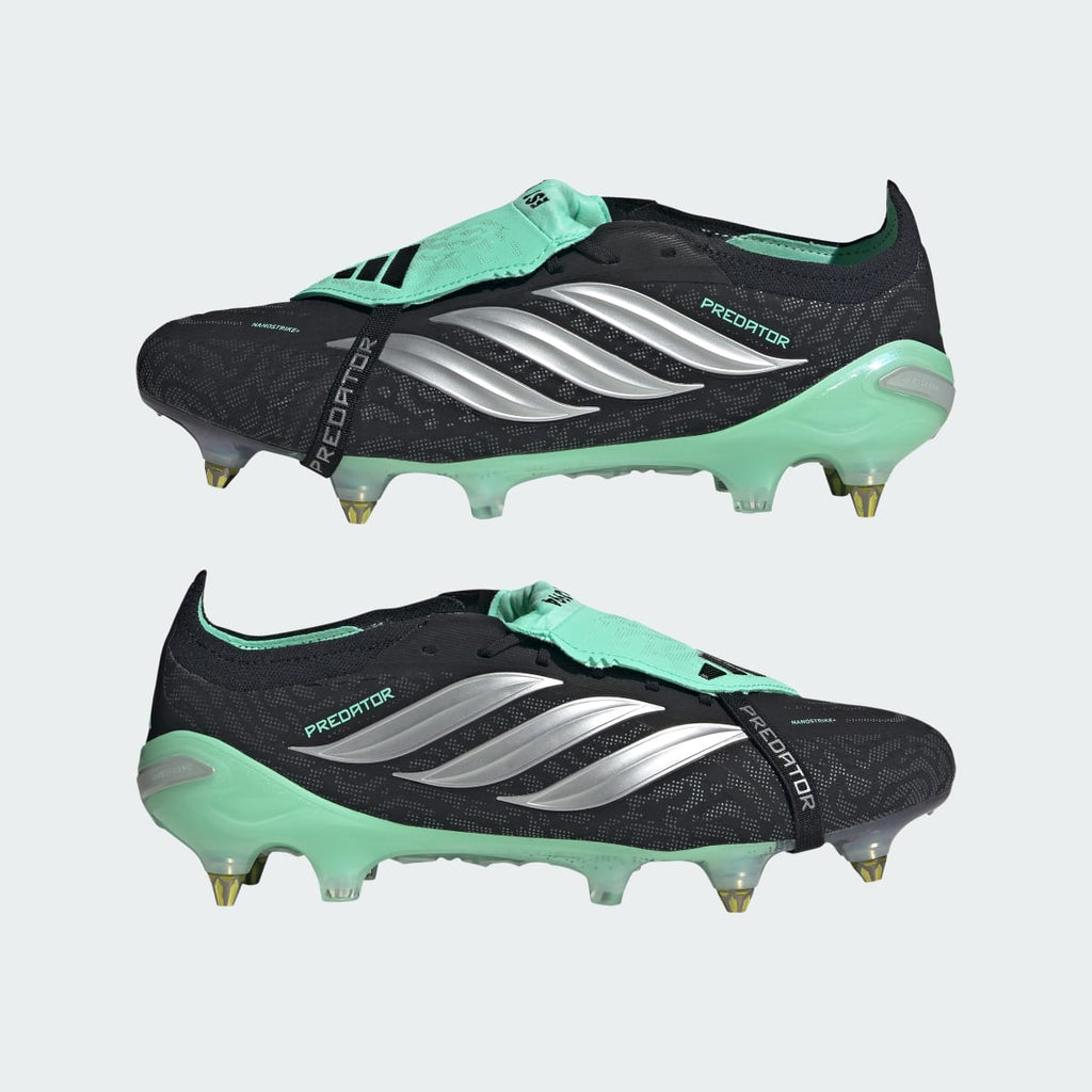Adidas Women's PREDATOR ELITE Fold-Over Tongue Soft Ground Soccer Cleats - Core Black / Silver Metallic / Pulse Mint - Image 8