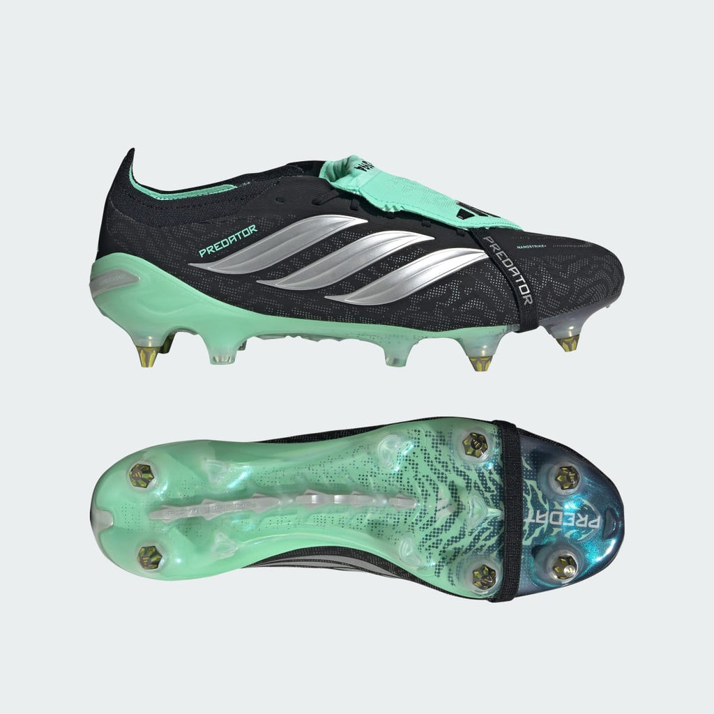 Adidas Women's PREDATOR ELITE Fold-Over Tongue Soft Ground Soccer Cleats - Core Black / Silver Metallic / Pulse Mint - Image 1