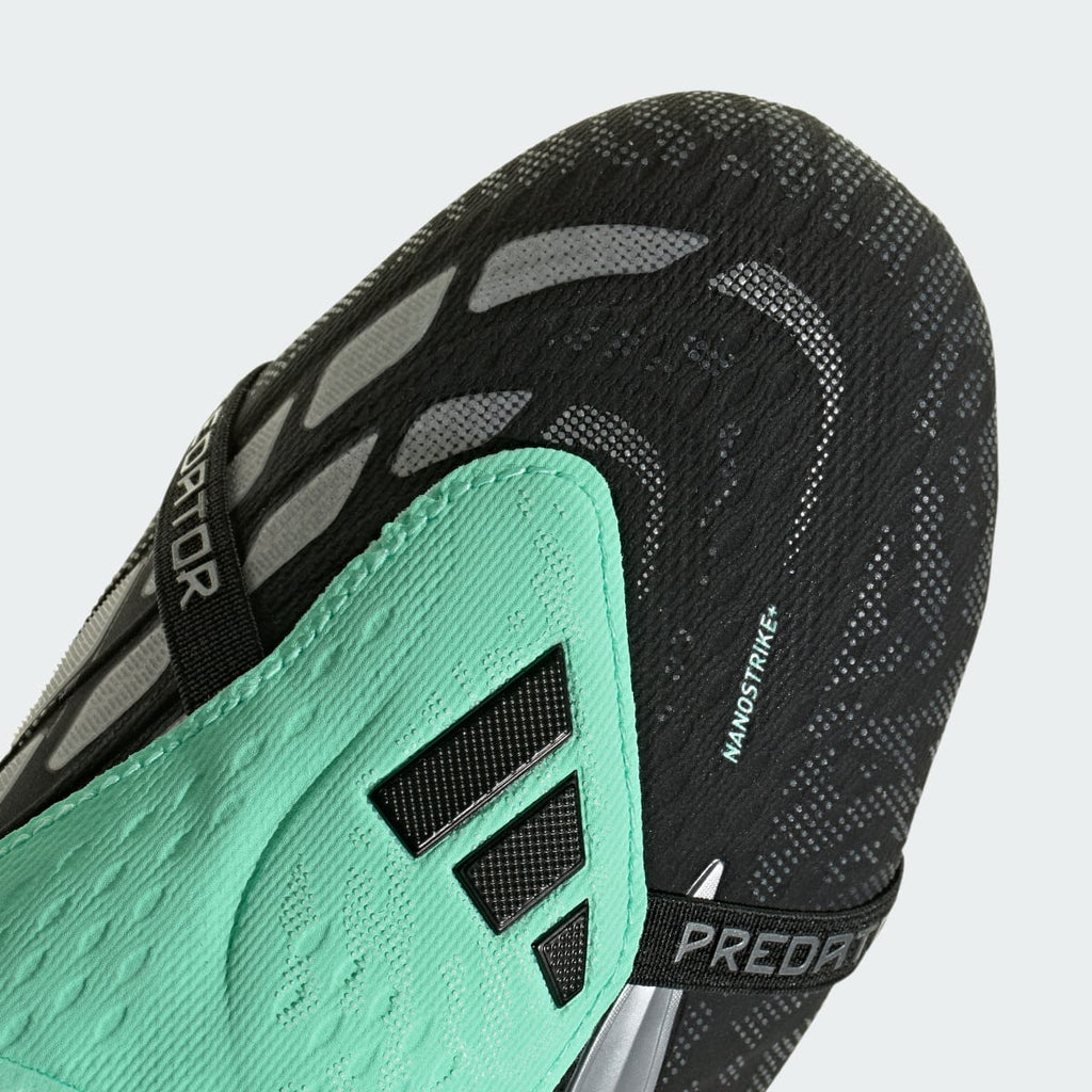 Adidas Women's PREDATOR ELITE Fold-Over Tongue Soft Ground Soccer Cleats - Core Black / Silver Metallic / Pulse Mint - Image 11