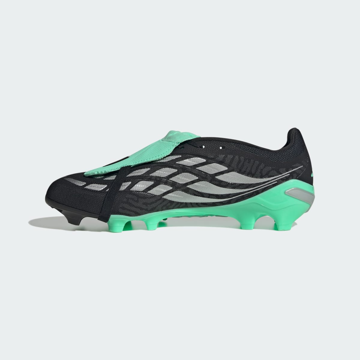 Adidas Women's PREDATOR LEAGUE Fold-Over Tongue Firm Ground Soccer Cleats - Core Black / Silver Metallic / Pulse Mint - Image 7