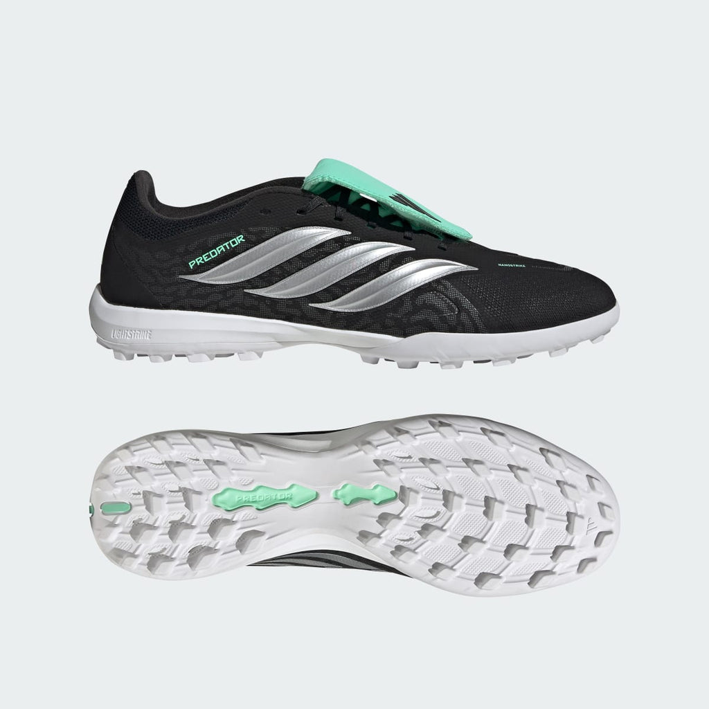 Adidas Men's PREDATOR LEAGUE Fold-Over Tongue Turf Soccer Cleats - Core Black / Silver Metallic / Pulse Mint - Image 1