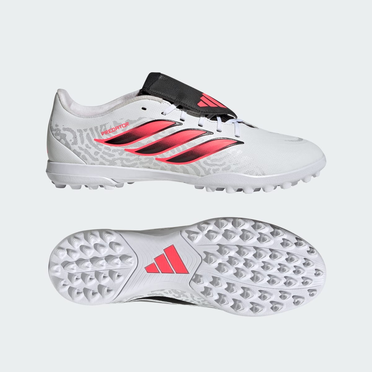 Adidas Women's Predator Club Fold-Over Tongue Turf Soccer Cleats - Cloud White / Solar Turbo / Core Black - Image 1