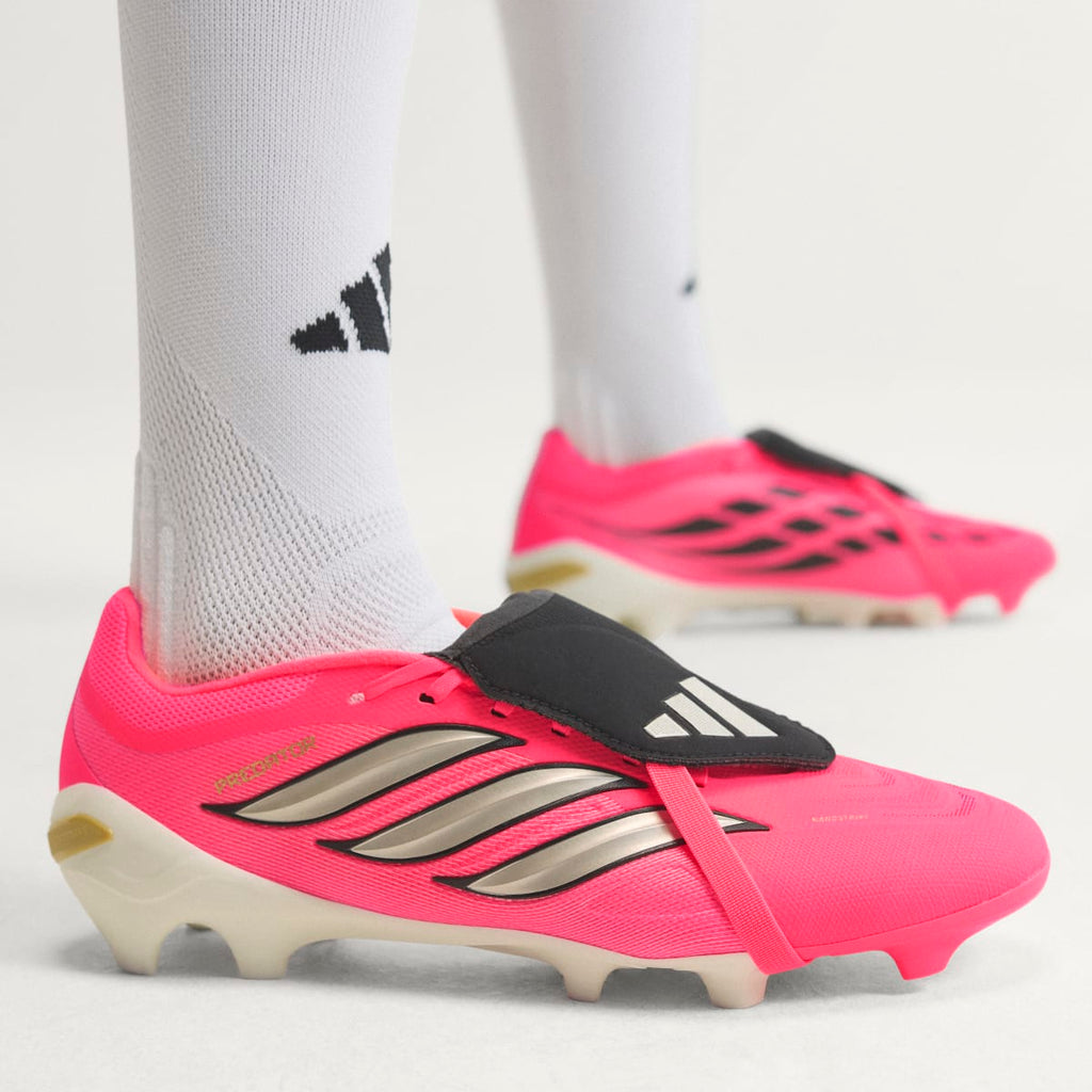 Adidas Men's Predator League Fold-Over Tongue Firm Ground Soccer Cleats - Solar Turbo / Thermal Chrome / Core Black - Image 2