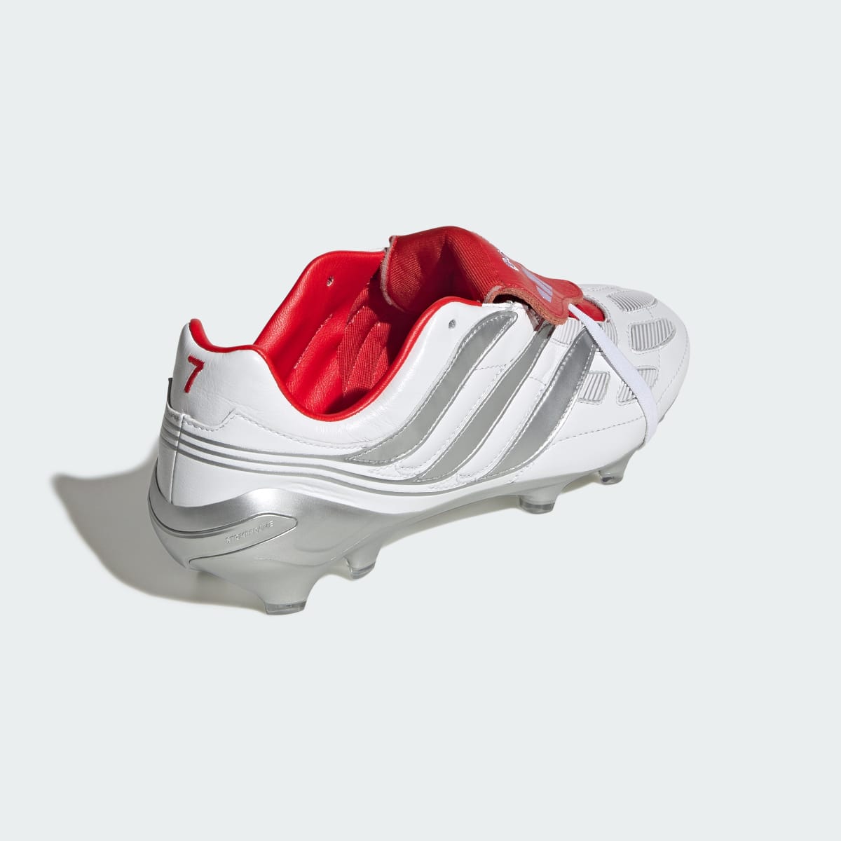 Adidas Men's Predator Precision David Beckham Firm Ground Soccer Cleats - Cloud White / Silver Metallic / Vivid Red - Image 6