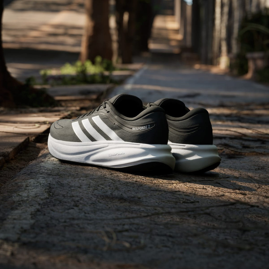 Adidas Men's RESPONSE 2 RUNNING SHOES - Core Black / Cloud White / Matte Silver - Image 6